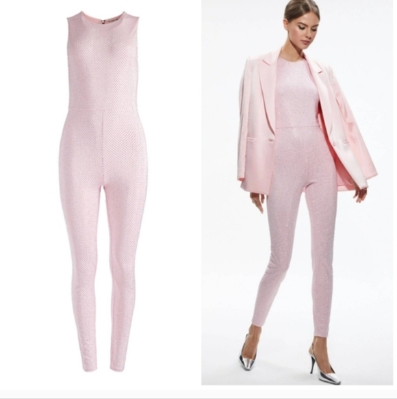 ALICE + OLIVIA  FREDDIE CREWNECK EMBELLISHED CATSUIT $595 - Picture 3 of 11